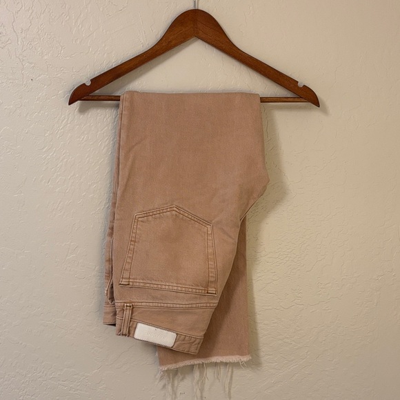Re/Done Light Tan Frayed Hem Jeans